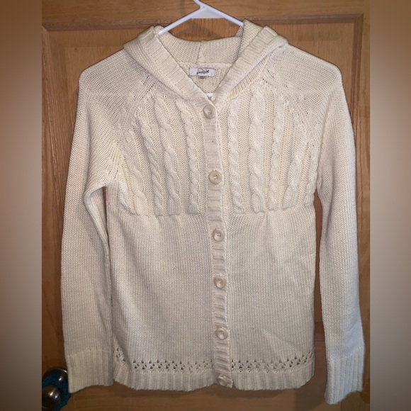 White Knit Button Up Cardigan - Picture 1 of 5